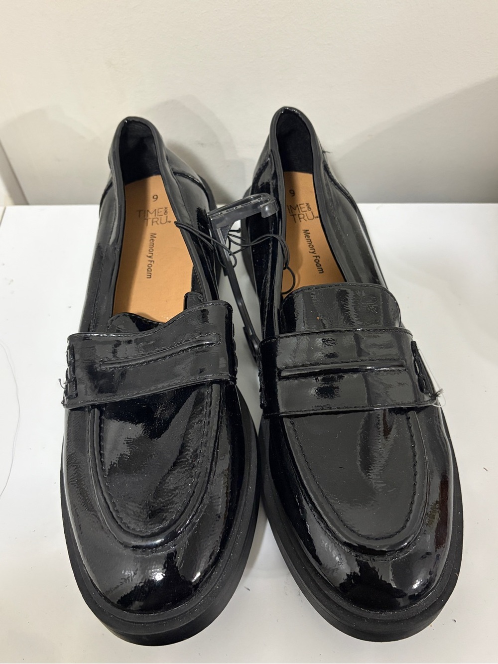 Time and Tru Black Patent Penny Loafers for Men